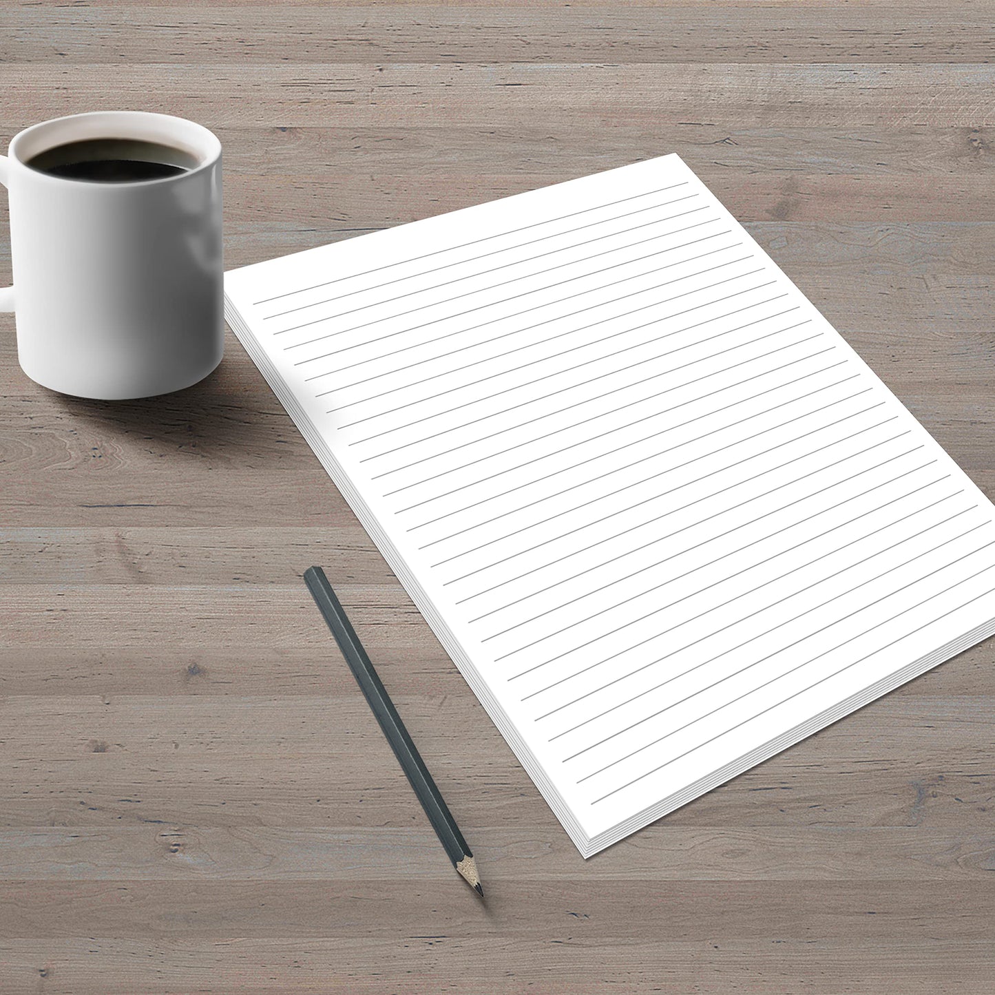 321Done Wide-Ruled Notepad (8.5" x 11") Made in USA, 50 Sheets, Letter Size, Large Tear Off Edge Glued, Planning Memo Pad, Unisex Minimalist Simple Lined Wide Spaced Writing Pad
