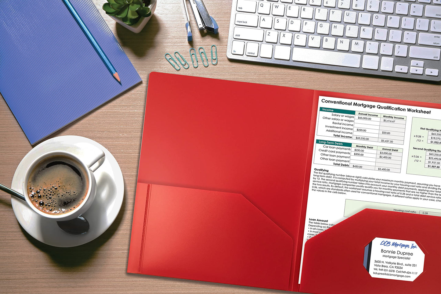 Better Office Products Heavyweight Plastic 2 Pocket Portfolio Folder, Letter Size Poly Folders 24 Pack (Red)