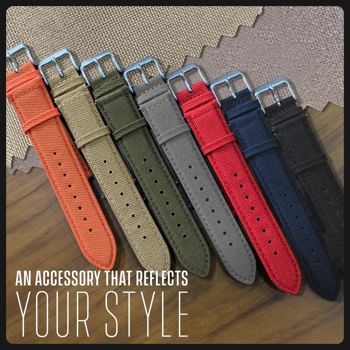 Alpine Cordura Fabric Watch Band | Water-Resistant Canvas Quick Release Watch Strap | Grey Adjustable Watch Band for Men & Women | 22mm Replacement Watch Band for Regular & Smart Watches