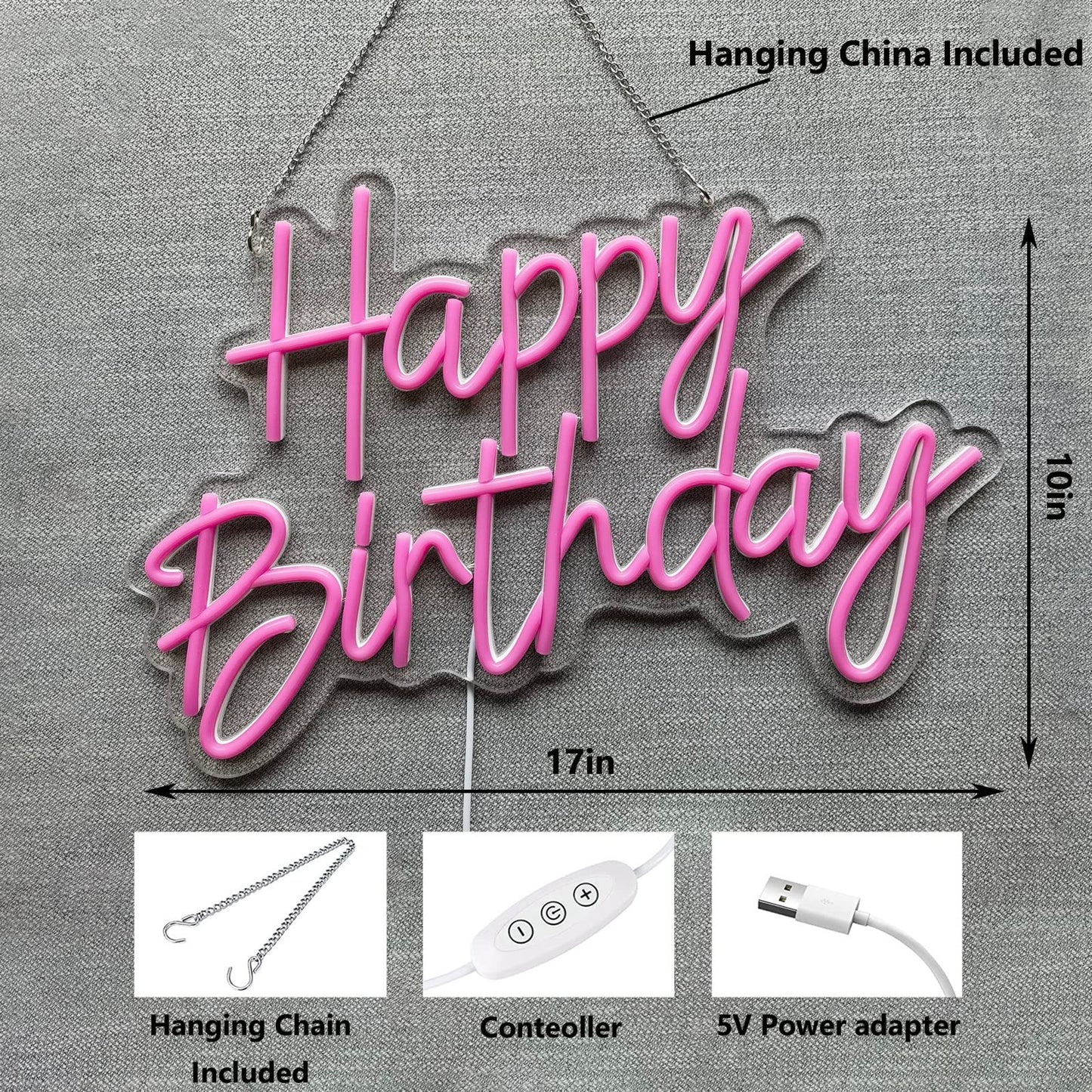 Happy Birthday Neon LED Night Light Can Be Used For Birthday, Wedding, Anniversary, Christmas, Home Decoration Party Backdrop Light, Best Gift For Family Friends Children