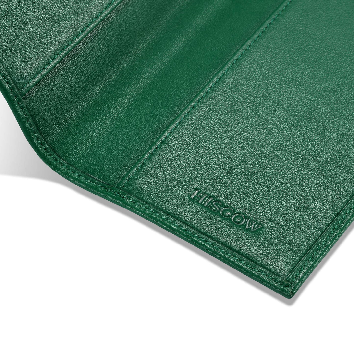 HISCOW Minimalist Checkbook Cover - Full Grain Leather (Premium Green)
