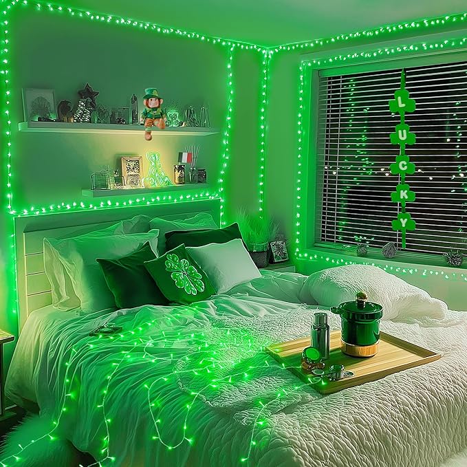 JMEXSUSS 600 LED Green Christmas Lights Outdoor Waterproof, Clear Wire Plug in 168 FT Indoor String Lights Green LED Lights for Christmas Tree Room Party Xmas Decorations