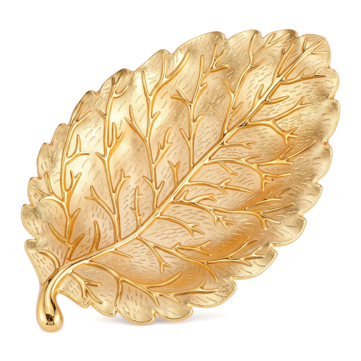 Hipiwe Gold Decorative Key Holder for Entryway Table Key Bowl Tray Leaf Shaped Jewelry Dish Catch All Bowls for Coffee Table Home Decor Christmas Birthday Wedding Gift, Large