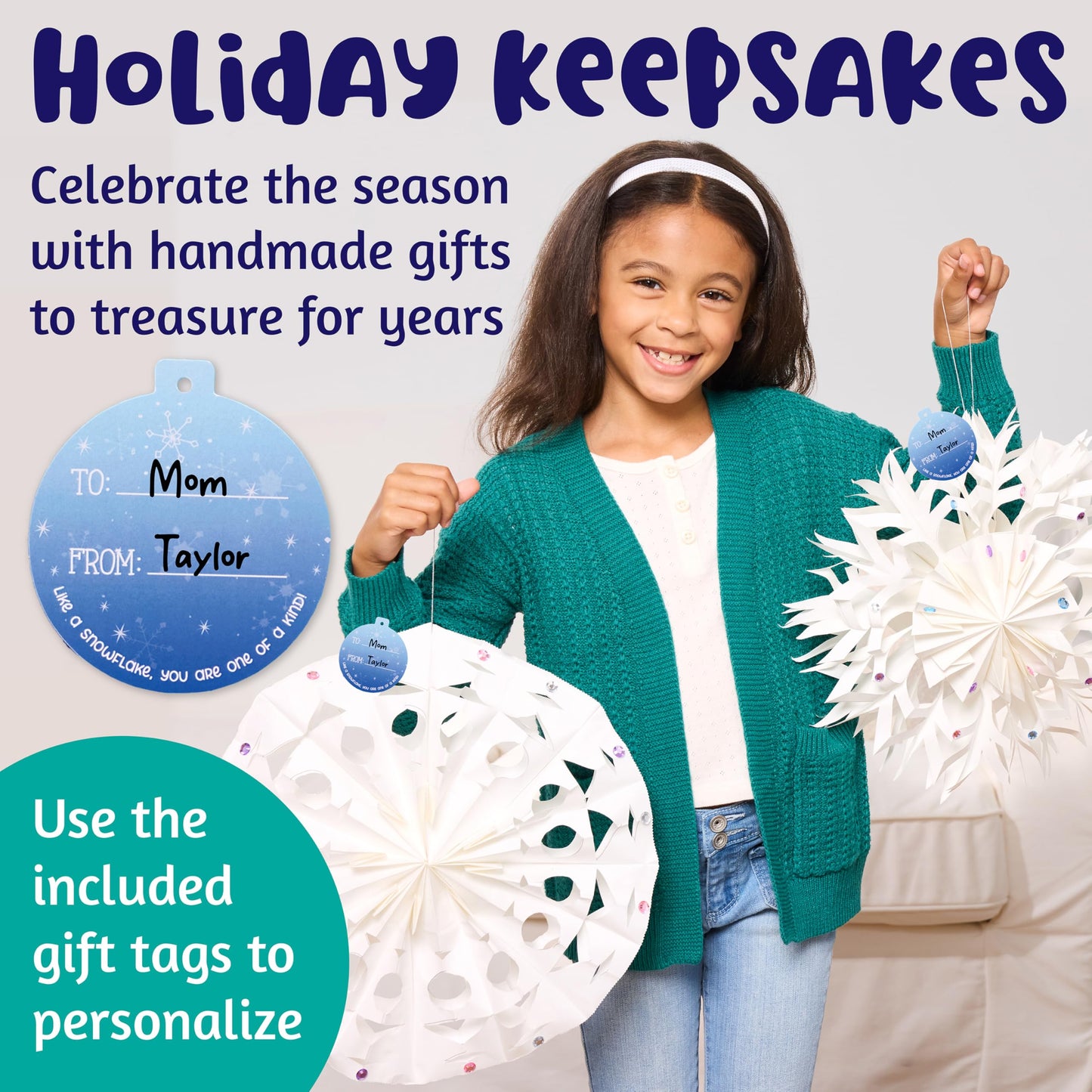 Creativity for Kids Make Your Own Snowflake Ornaments Kit | Fold & Decorate 8 Paper and Foil Snowflakes | DIY Christmas Ornament Craft for Kids to Inspire Creativity & Festive Fun (Ages 6+)