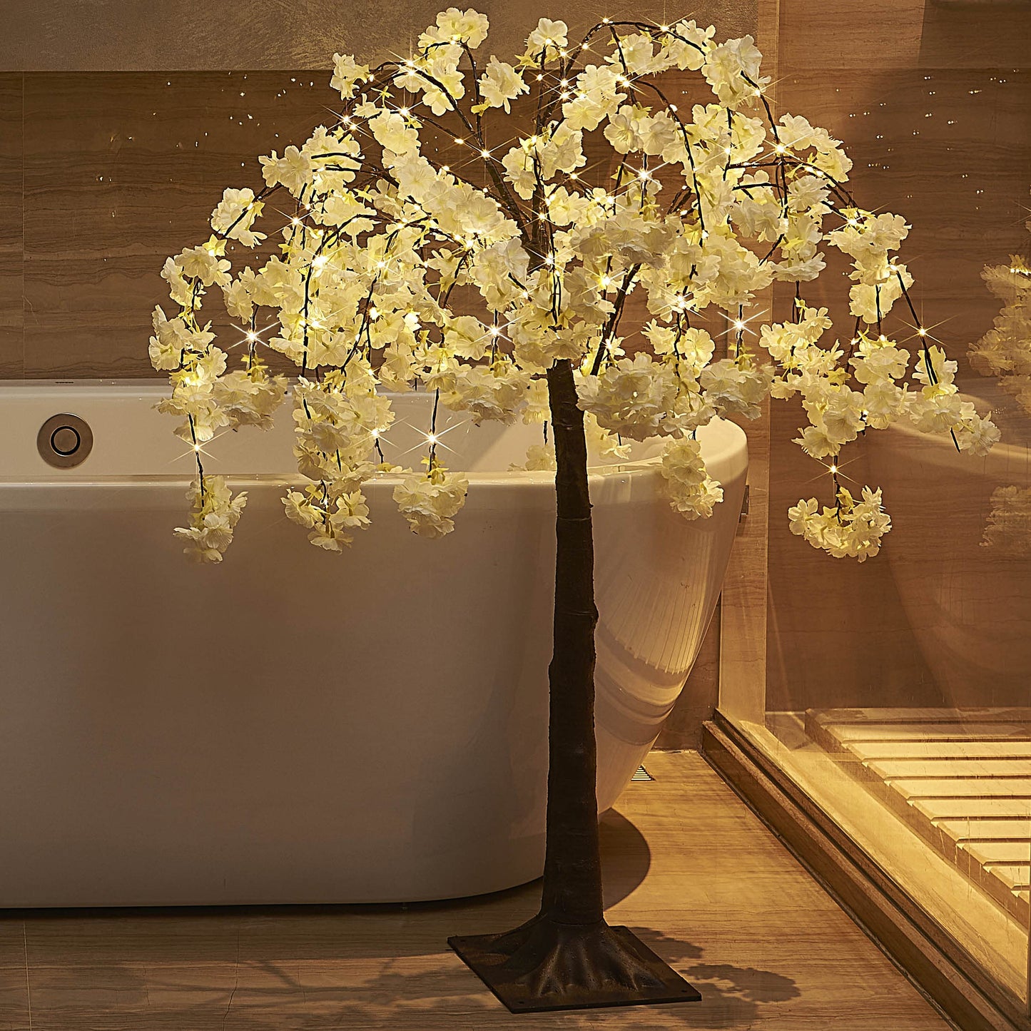 Hairui Cherry Blossom Tree with Lights 4FT 180 Fairy Lights, Artificial Lighted Tree for Spring Wedding Birthday Party Decoration Inside Outdoor