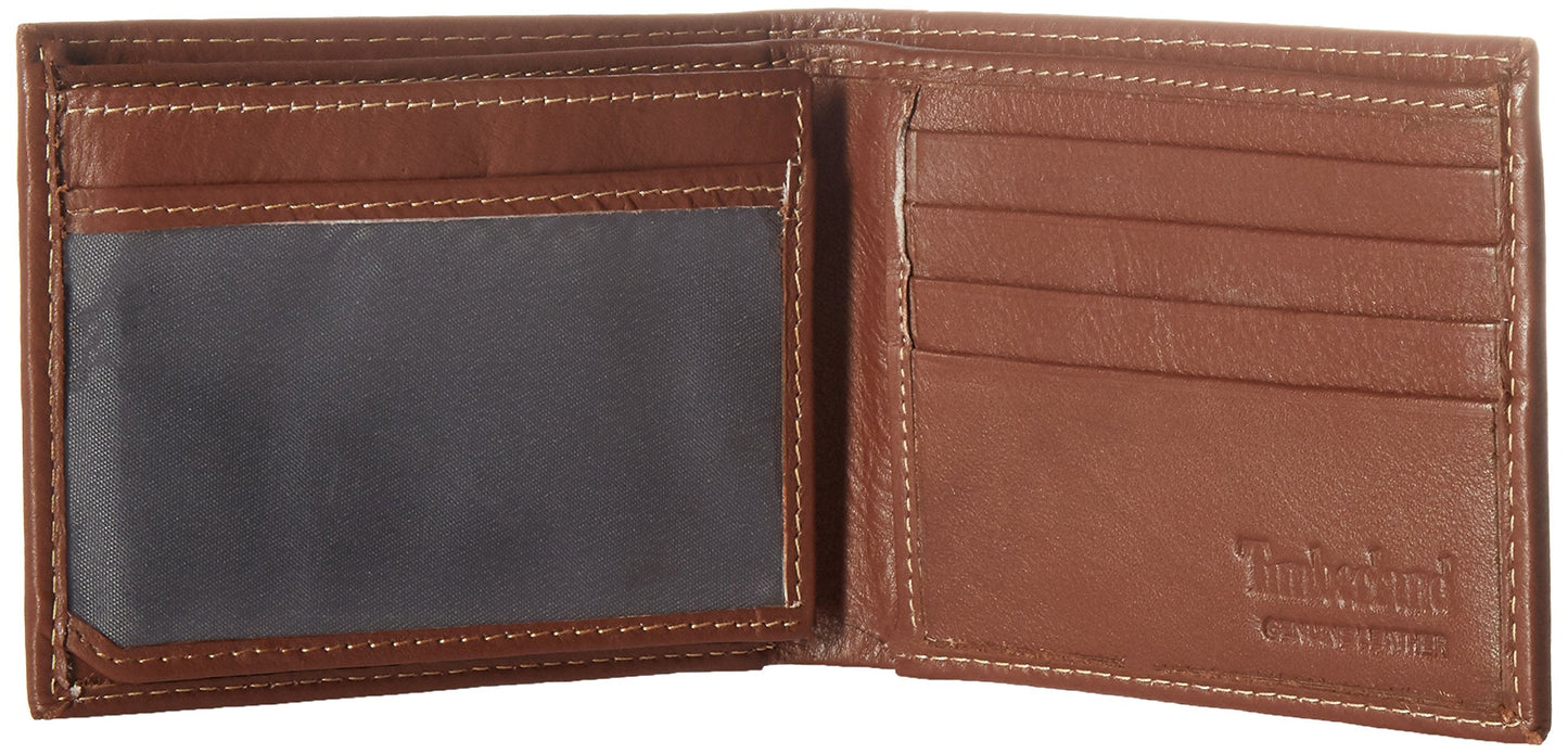 Timberland Men's Wellington Leather Rfid Bifold Commuter Security Wallet, Cognac, One Size