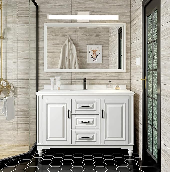 Bathroom Vanity Light Brushed Nickel Square LED 24 inch 14W 4000K Natural White Light Wall Bar Lighting Fixtures Over Mirror (Brushed Nickel, 33.5in Dimmable)
