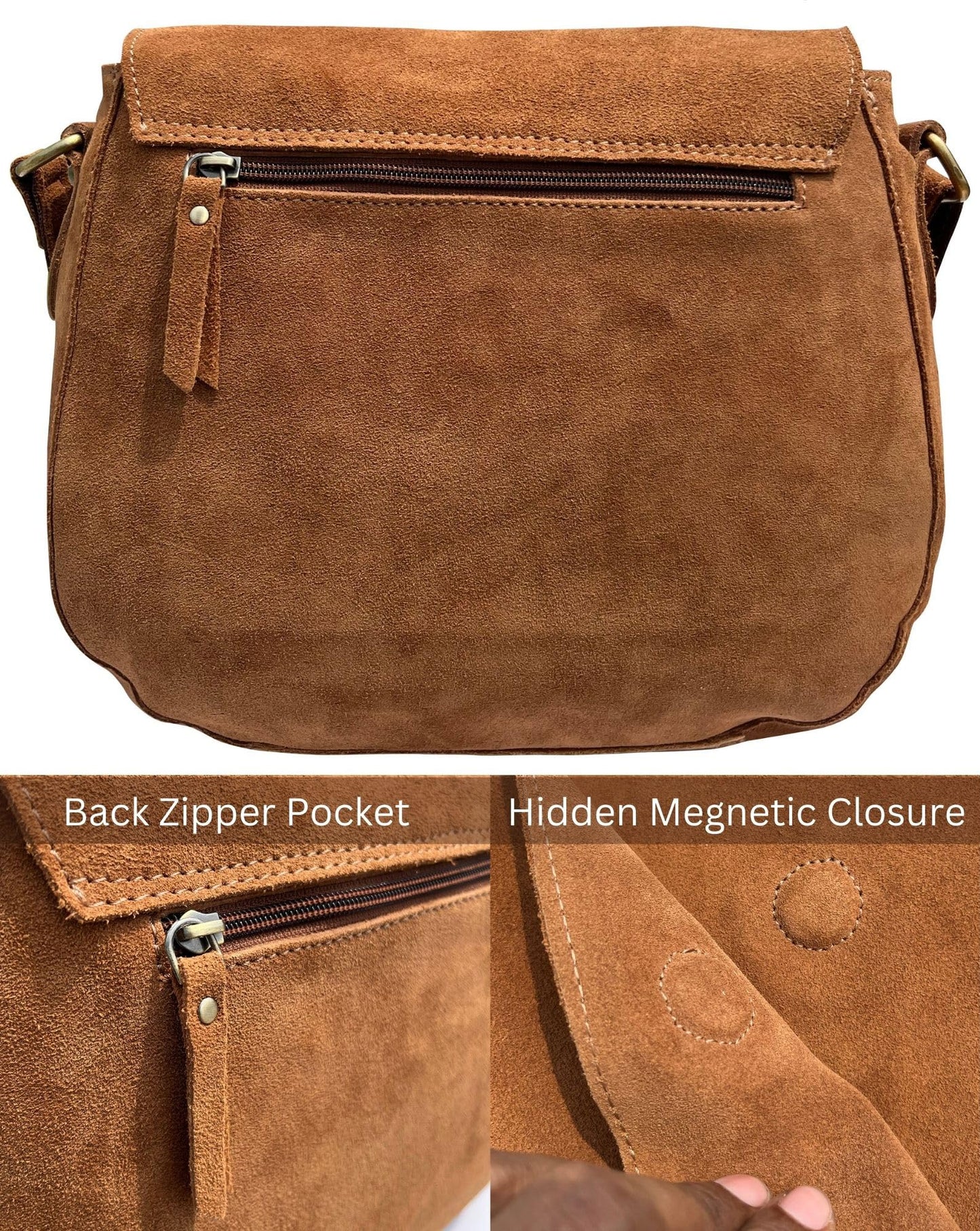 Leather Shoulder Bag for Women - Leather Vintage Crossbody Saddle Bag Purse - Boho Sling Bag Travel Satchel for Ladies