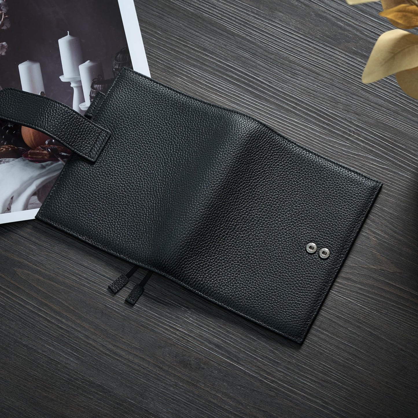 Ox Knight Genuine Leather Cover for A6 Notebooks, Fits Hobonichi Techo Original,Midori MD Planners, Leuchtturm1917 and Stalogy with Pen Loop, Card Slots, Side Pockets, Back Pocket and Bookmarks (Black)