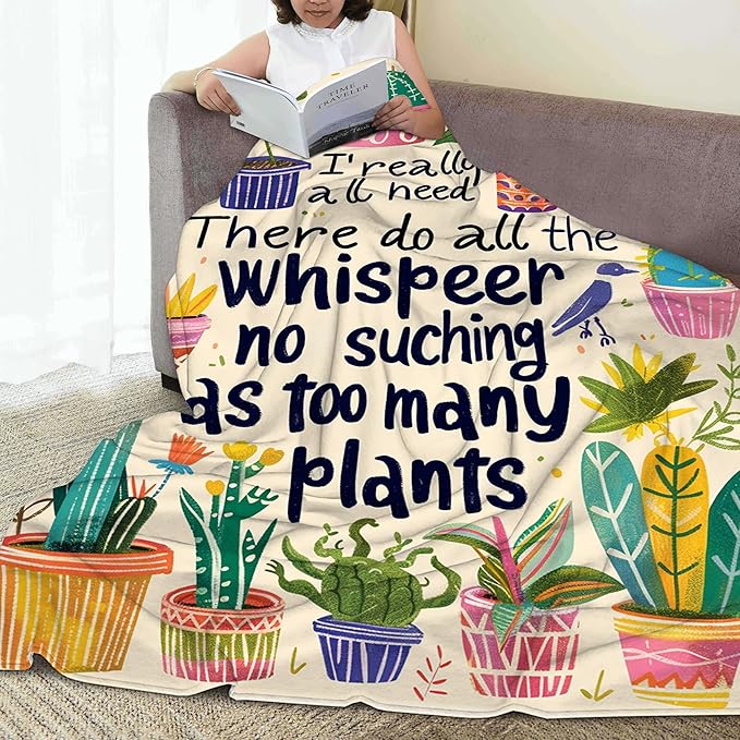 Funny Plant Throw Blanket, Plant Lover Blanket Throw for Adults, Lightweight Soft Cozy Blanket for Couch Sofa Bed Room Decor 50x60 Inches