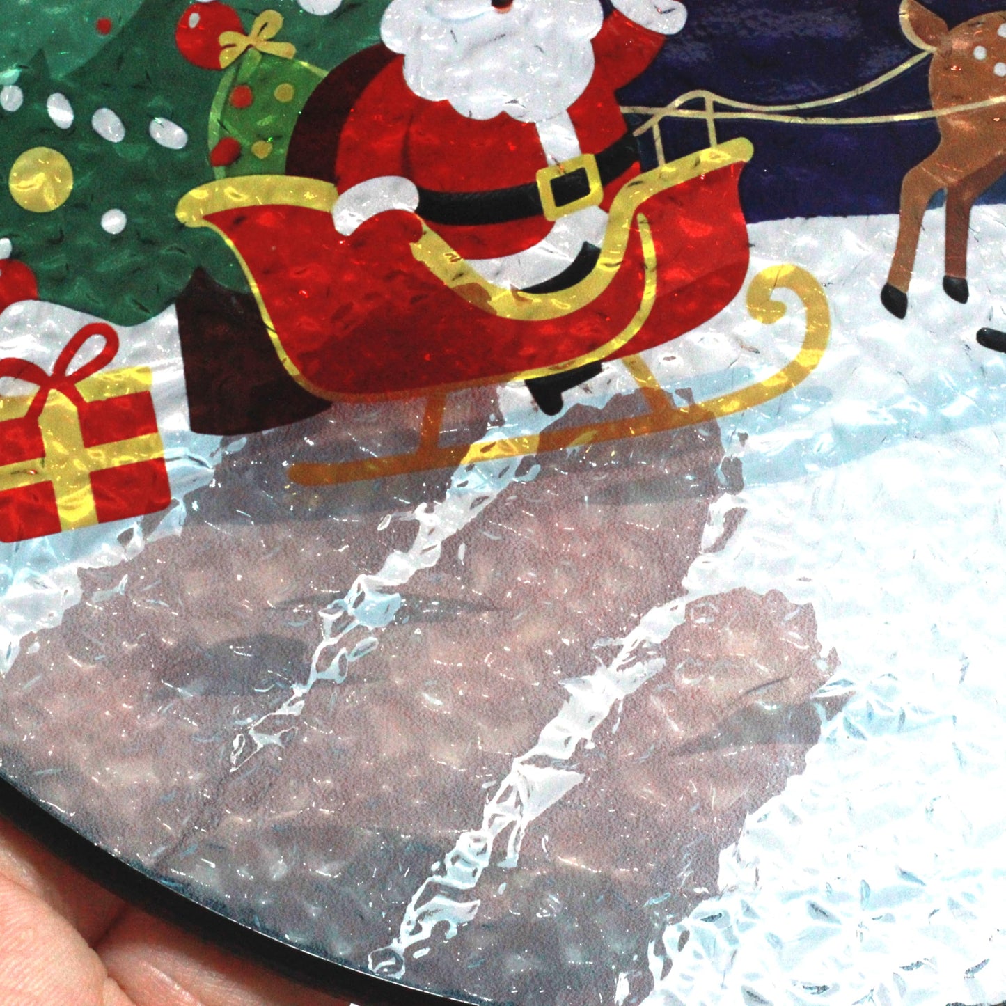Christmas Stained Glass Suncatcher Window Decor with Santa, Reindeer, Snowman Home Decoration Indoor for Bedroom Living Room Door Wall for Women Men Friend Parent Lover, 7.8 Inch