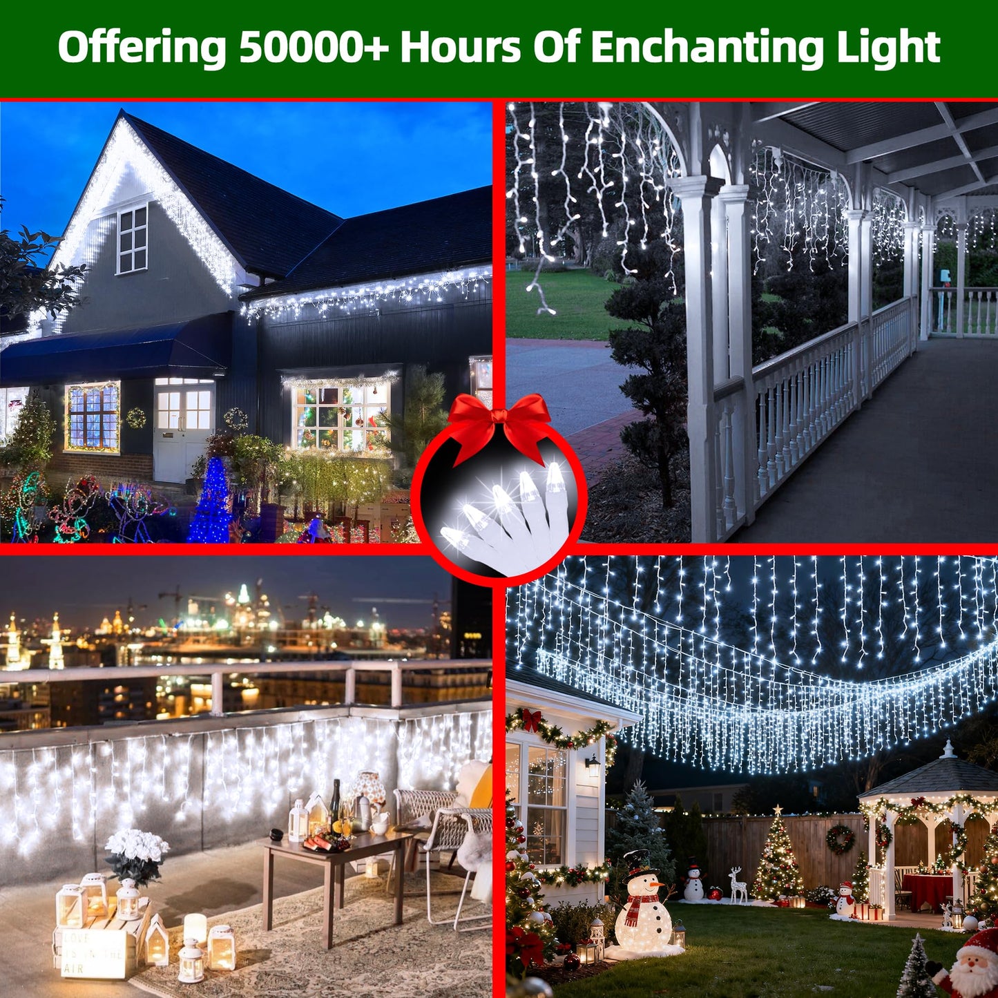 670 LED Christmas Lights with 148 Drops, 66ft 12 Modes Hanging ice String Lights with Timer & Dimmable & Waterproof, Plug-in Fairy Lights for Tree Holiday Wedding Party Christmas Decor Cool White