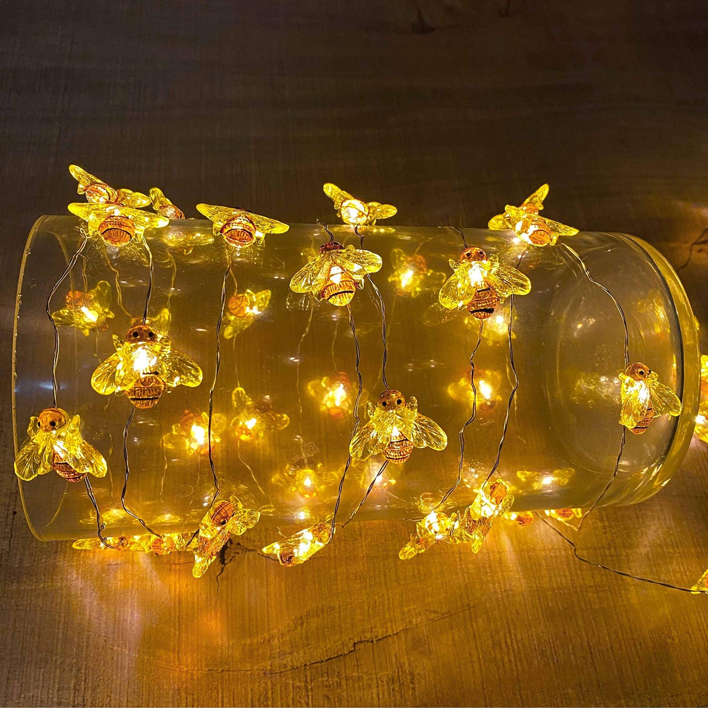 Cynzia Honeybee Fairy String Lights, 40LED Bee String Light Plug in with 8 Modes Remote Control, Waterproof Novelty Decorative Light String for Outdoor Indoor Party Wedding Garden Christmas