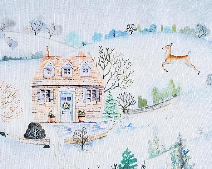Maison d' Hermine Table Cloth Square Table 100% Cotton 60 x 60 Inches Fall Tablecloth Reusable Everyday Use for Thanksgiving Christmas Decorations Dining Farmhouse Party (Snowy World)