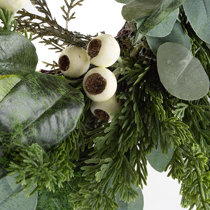 Pure Garden Artificial Wreath Set - Two 20-Inch Eucalyptus Wreaths for Spring, Summer or Fall Home Decor - Indoors or Covered Patio