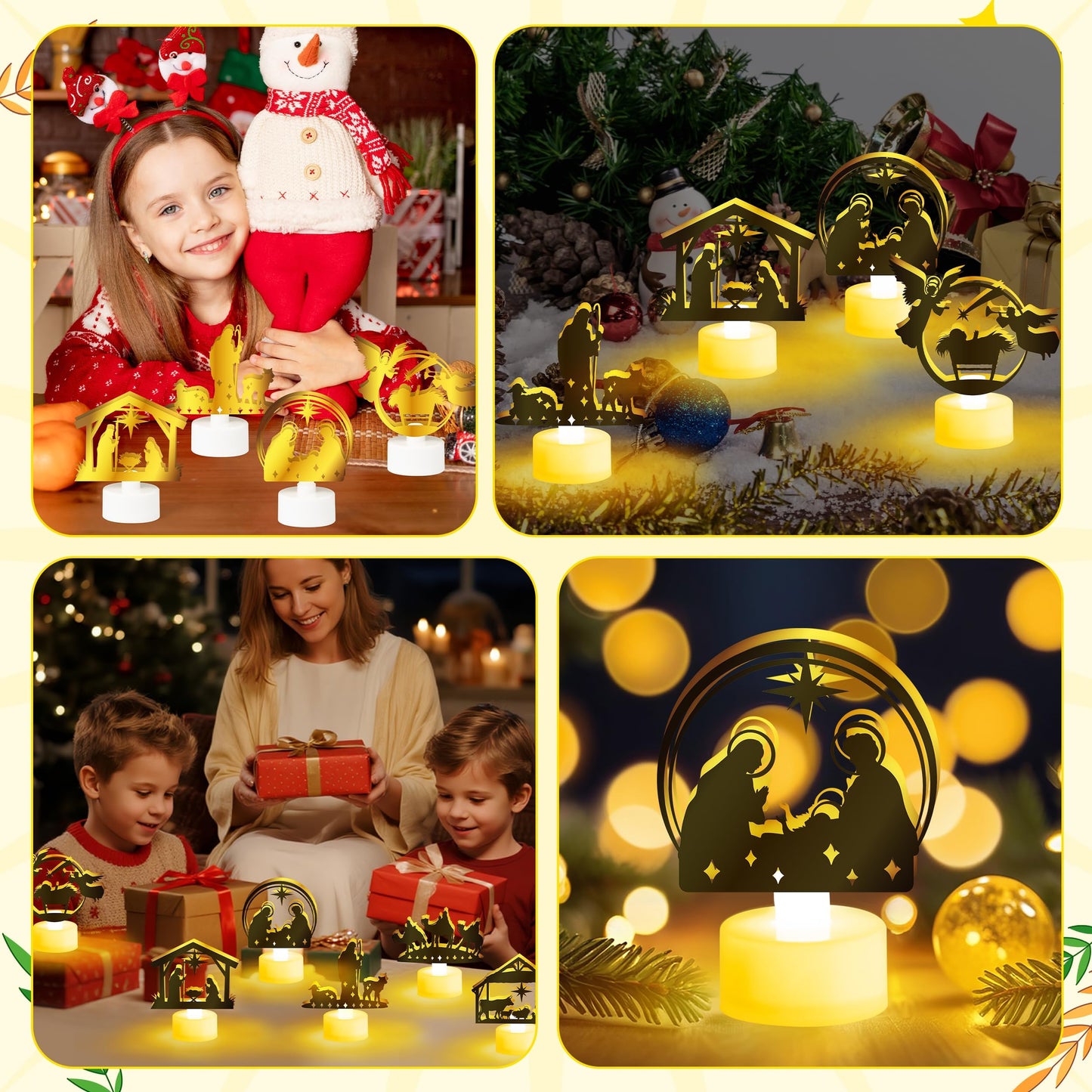 CZgfva Religious Jesus Scene Table Decoration - 12 Golden Star Moon Religion Centerpieces Signs for Christian, Religious Party Metal Tabletop Decoration Gift for Home Office Dining Kitchen Community