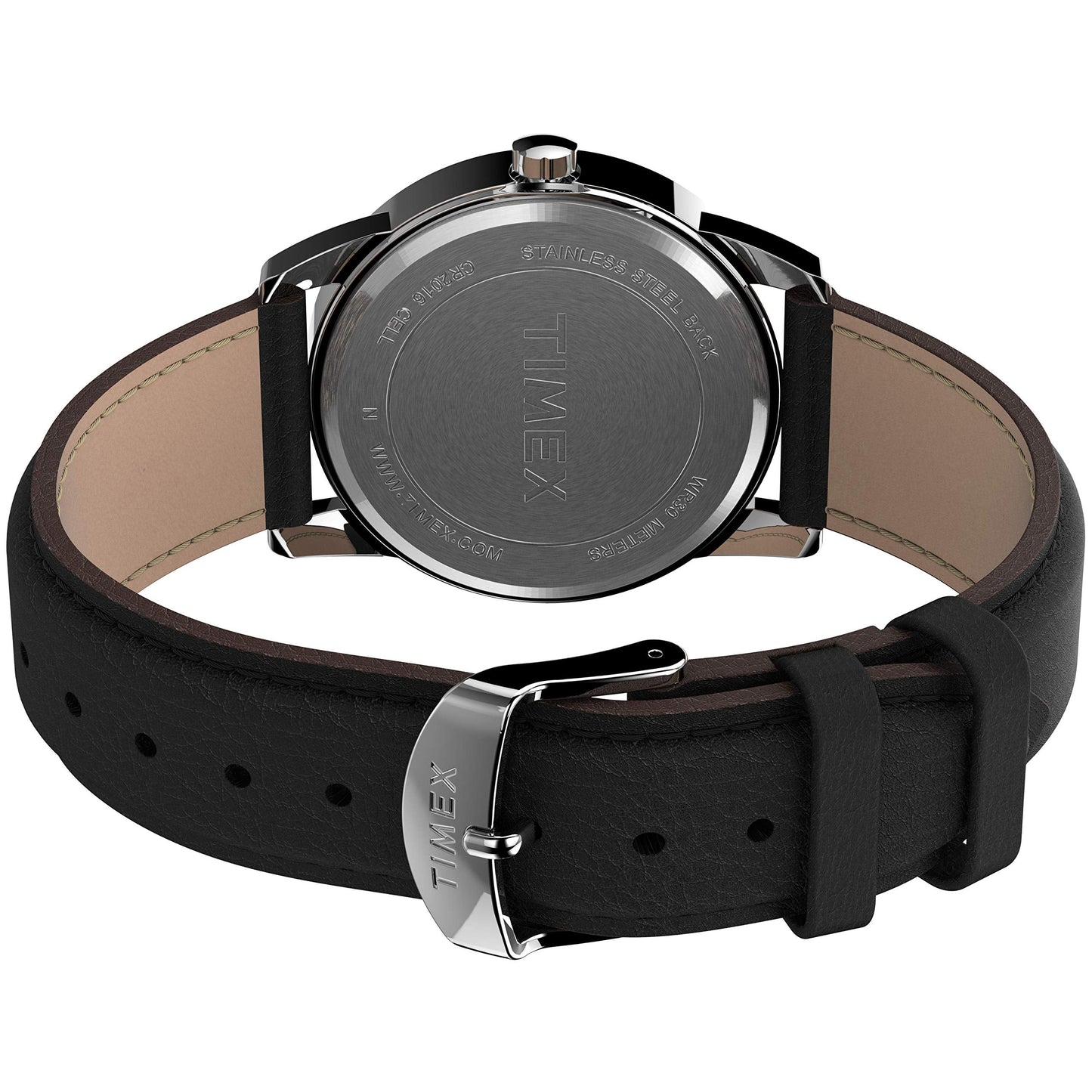 Timex Men's Easy Reader Bold 38mm Watch – Silver-Tone Case White Dial with Black Leather Strap