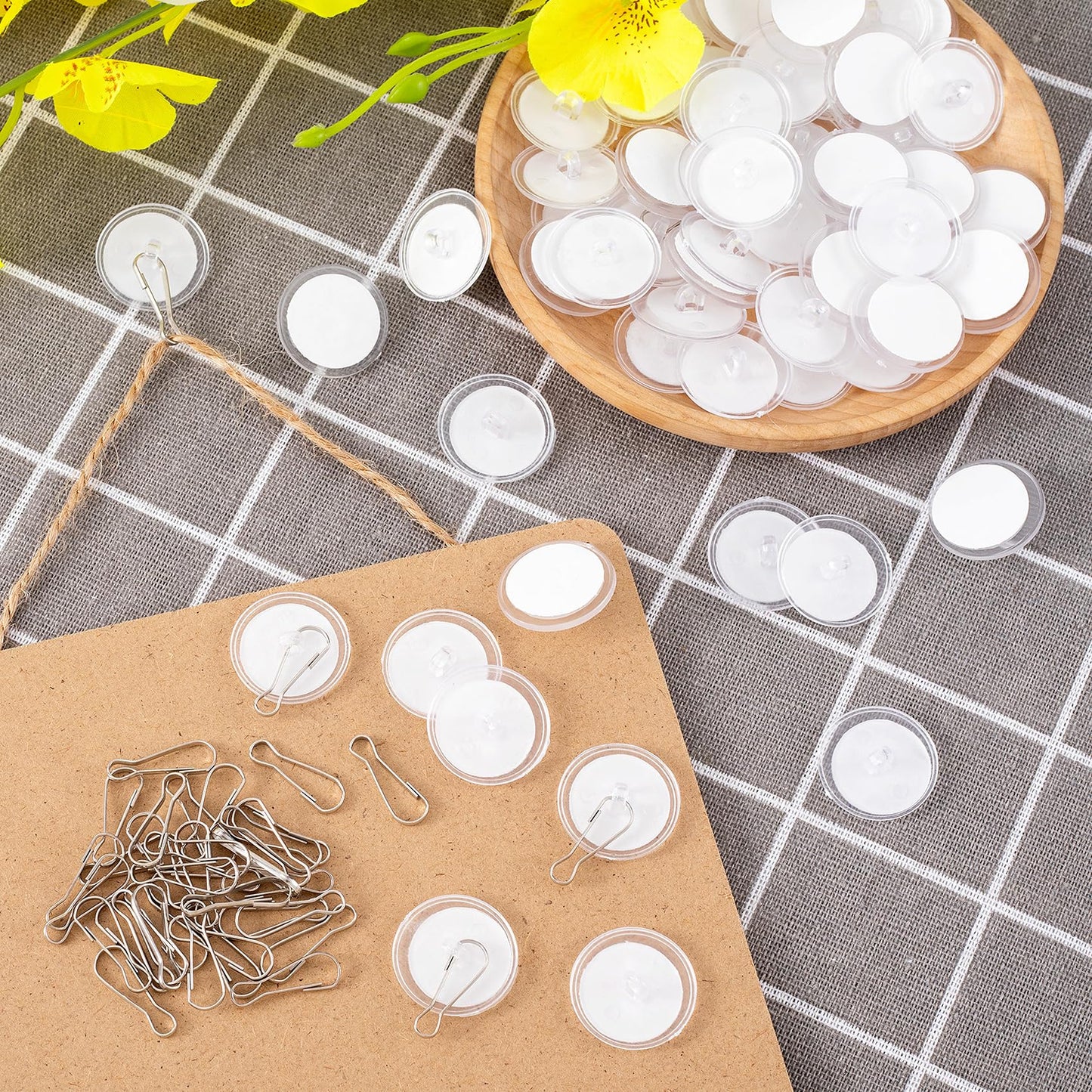 Mxxipp 80 Pack Self-Adhesive Ceiling Hooks for Hanging, Sticky Damage-Free No-Drill Ceiling Discs, Removable Transparent Wall Hanger for Festival Wedding Birthday Party Christams Decorations