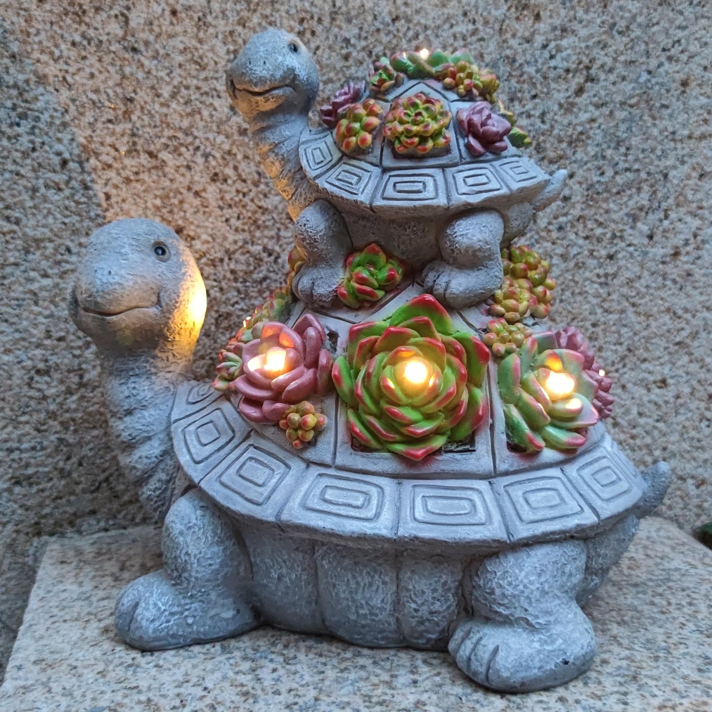 VIOYOUNS Large Turtle Solar Garden Outdoor Statues with Succulent and 6 LED Lights,Outside Solar Turtle Decor Art for Garden,Home,Lawn,Yard, Balcony Ornament