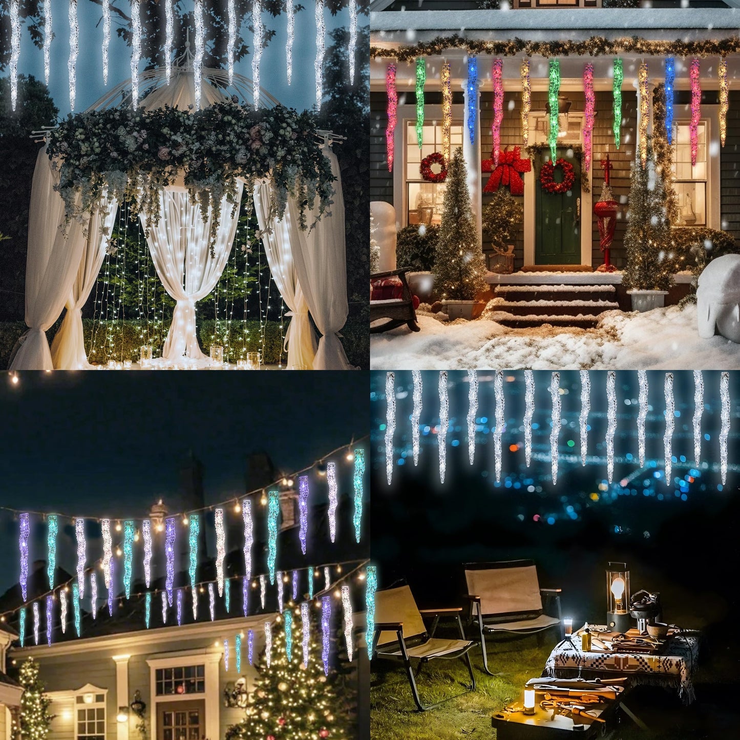 AWQ 21.7 FT Icicle Lights, 60 LED Twinkle Icicle String Lights with 12Tubes, Multicolour Christmas Light with 11 Modes, Timer & Memory Function for Indoor Outdoor Wedding Party Christmas Decor (12)