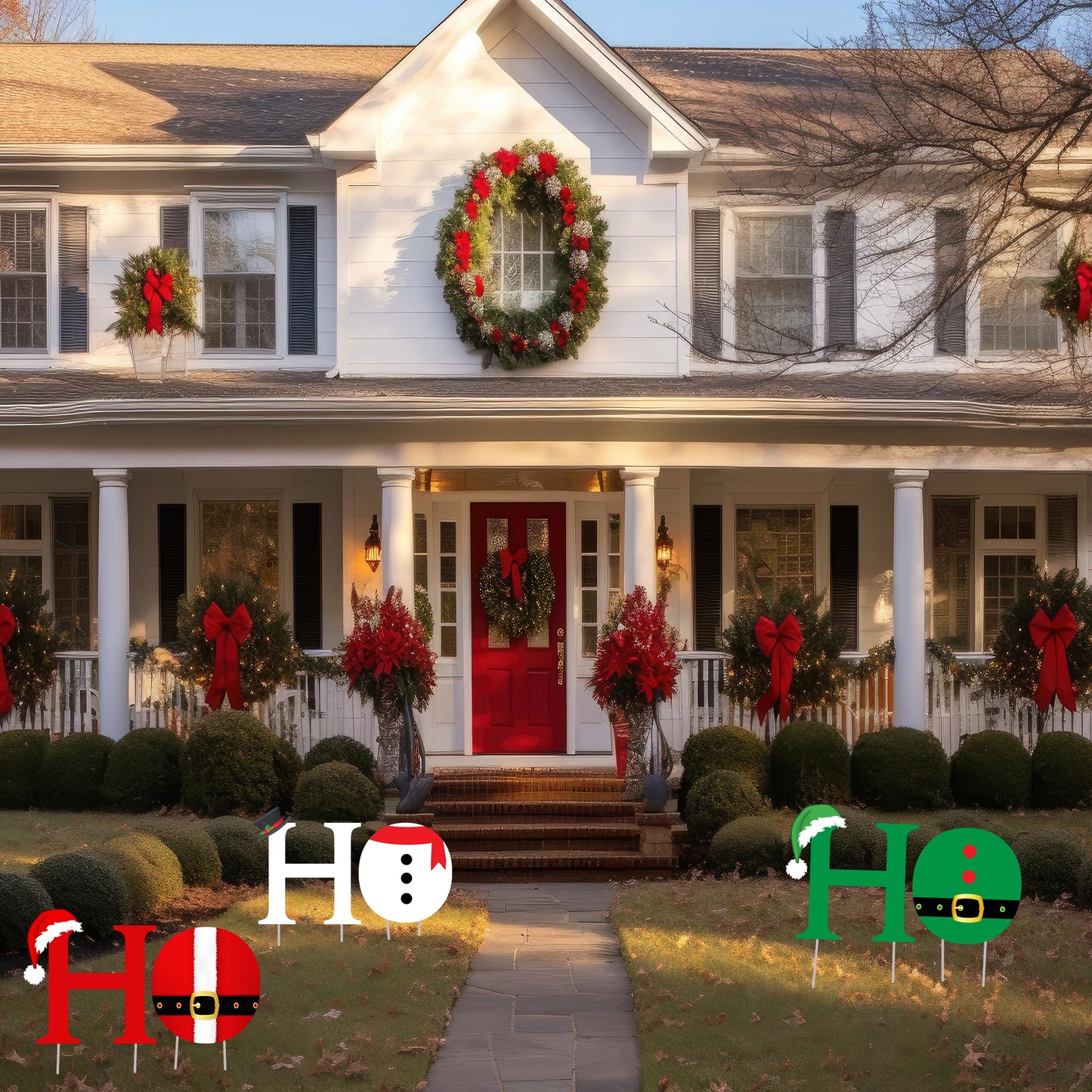 Rogue River Tactical Ho Ho Ho Santa Snowman Elf Christmas Classic Yard Sign for Home Decor and Lawn Decoration With Stakes, Happy Holidays Merry Christmas, XMAS Holiday Sign