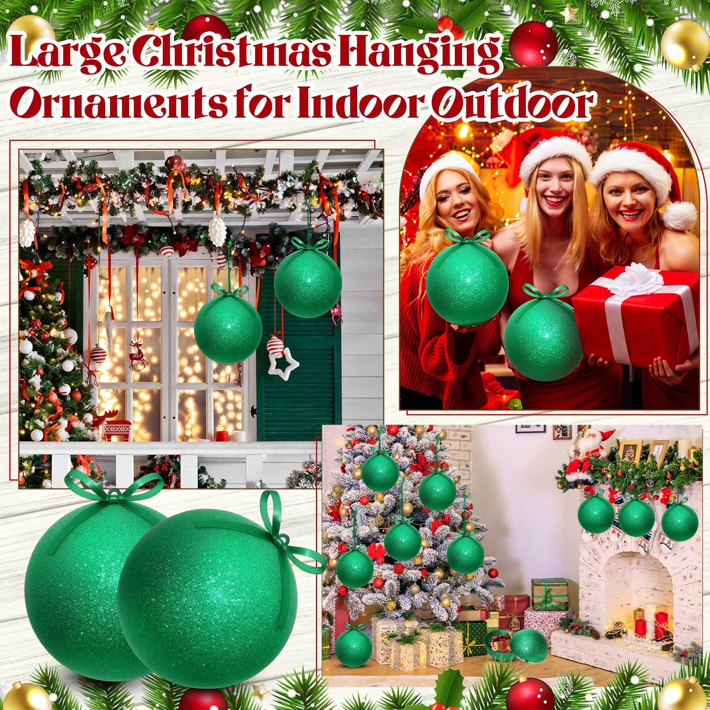 Zubebe 2 Pcs 8" Giant Fillable Christmas Ornaments with Ribbons Oversized Plastic Xmas Balls for Outdoor Lawn Yard Decor, Tree Hanging, Holiday Gifts(Matte Pink)