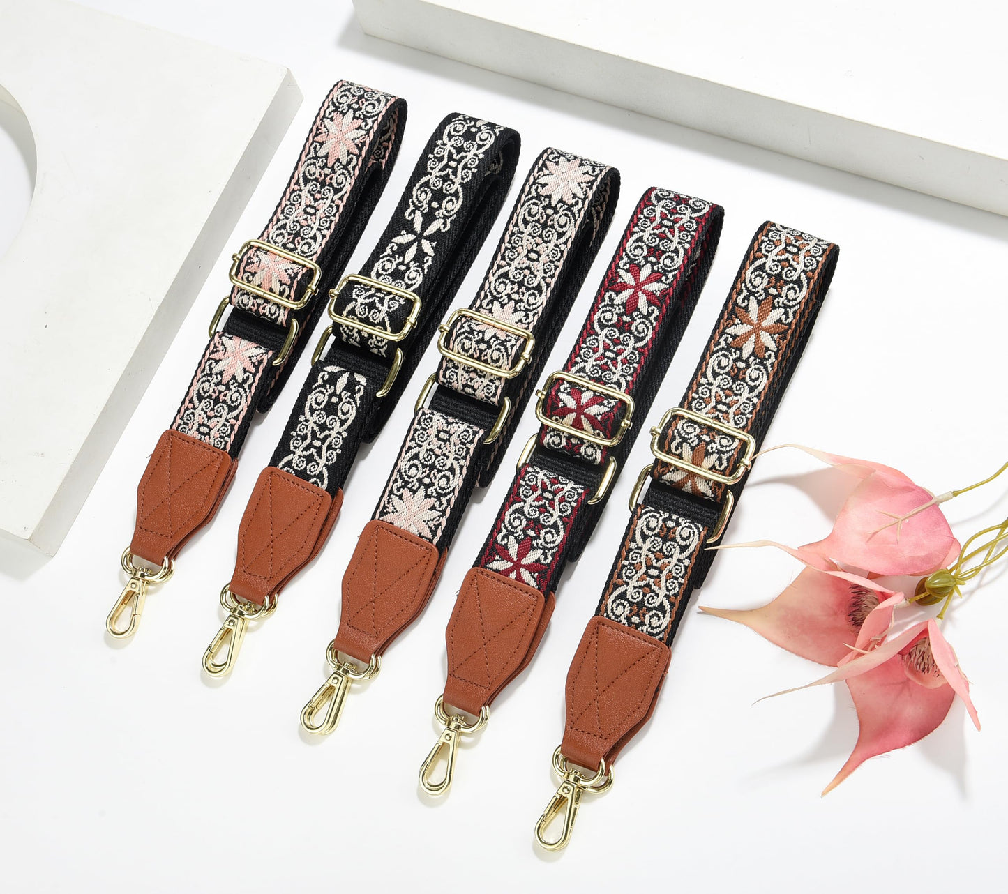 LEMEDE Purse Strap,1.5" Leather End Shoulder Strap Adjustable Replacement,Retro Multi-pattern Crossbody Bag Straps