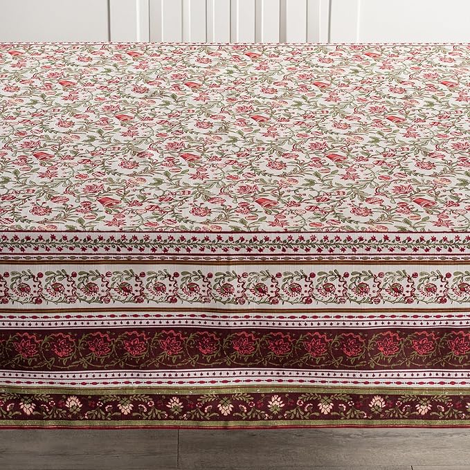 Maison d' Hermine Table Cloth Rectangle Table 100% Cotton 60 x 120 Inches Fall Tablecloth Reusable Everyday Use for Thanksgiving Christmas Decorations Dining Farmhouse Party (Reveillon Au Jardin)