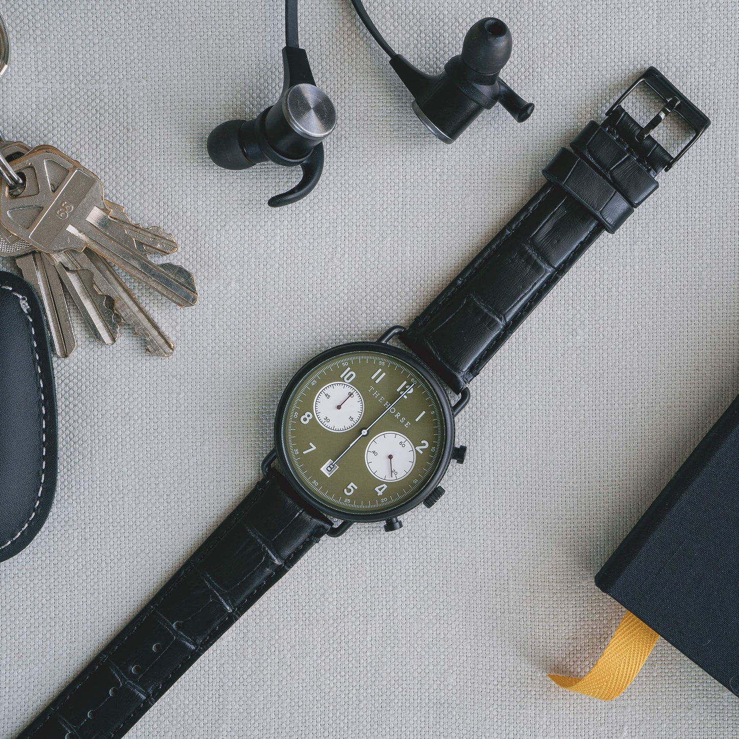 BARTON WATCH BANDS 16mm Black - Alligator Grain - Black Buckle Quick Release Leather Watch Bands
