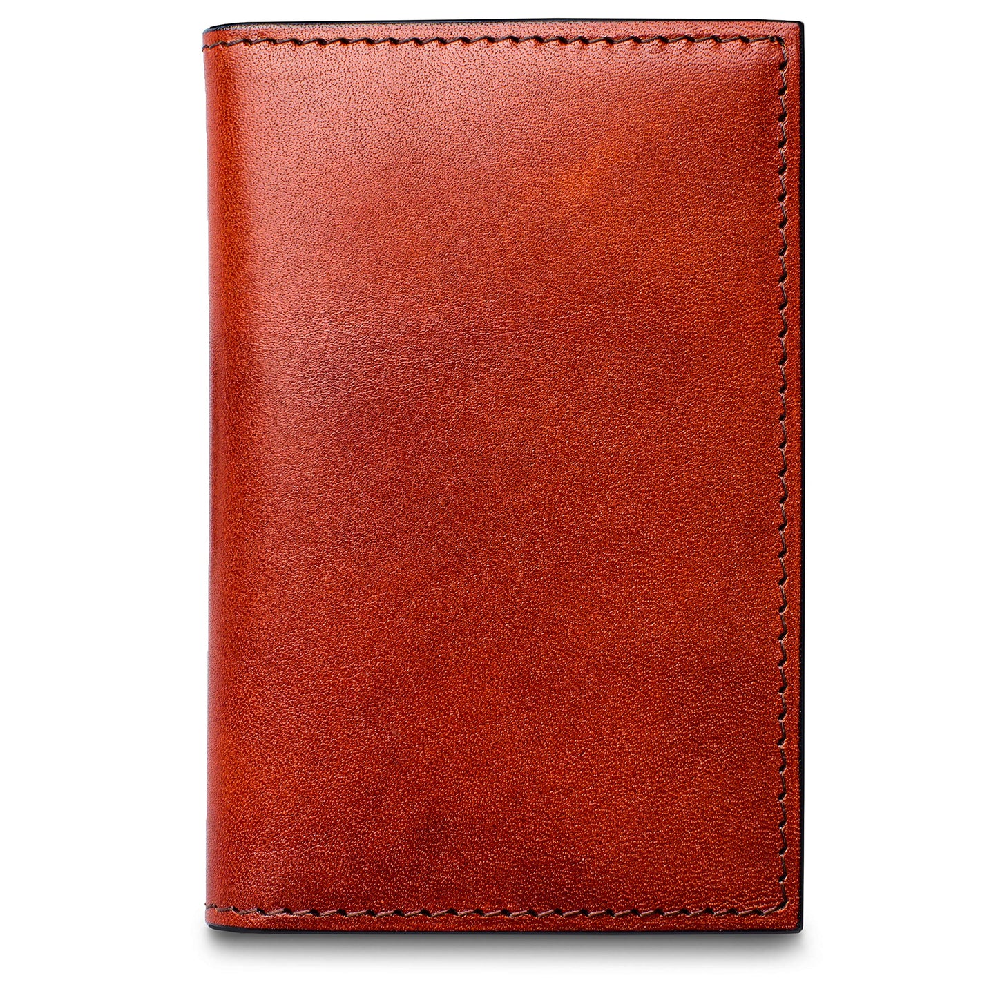 Bosca Men's Leather Card Holder Wallet – Italian Full Grain Vegetable Tanned Credit Card Case – 6 Card Slots, 2 Receipt Wells – Classic Glossy Finish – Gift-Ready Packaging - Cognac Brown