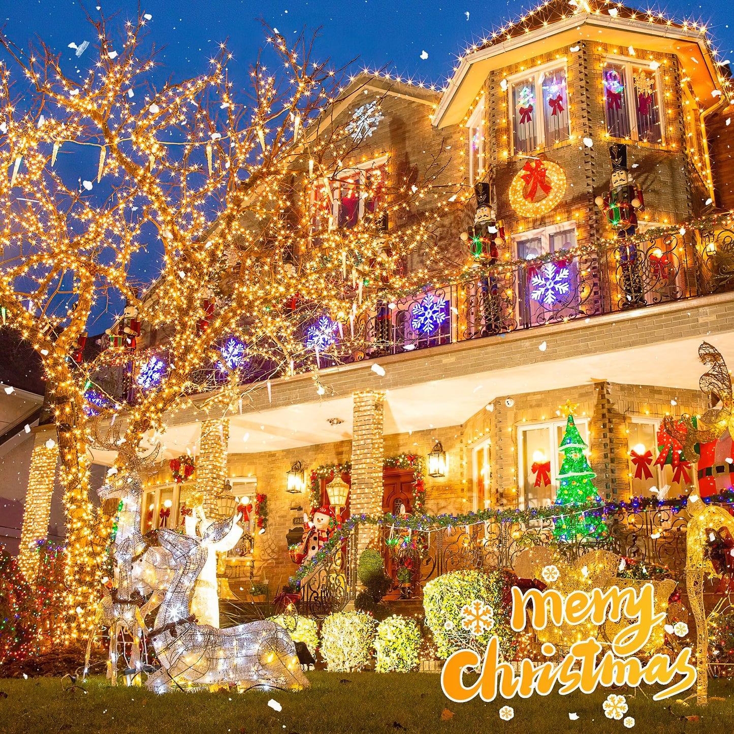 MYGOTO 165 FT 500 LED Christmas Lights Outdoor Indoor, Plug in Warm White String Lights for Outside Waterproof, Connectable Clear Wire Twinkle Light for Christmas Tree Bedroom Classroom Party Decor