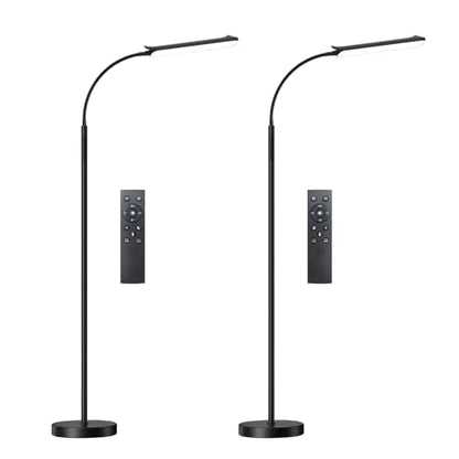 Floor Lamp 2 Pack, 18W 1800LM Bright LED Floor Lamp with 2 Remotes & Works with Smart Plug, Dimmable Timing Eye Caring Standing Reading Floor Lamps for Living Room Bedroom Office