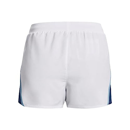Under Armour Women's Fly by 2.0 Running Shorts, (105) White/Varsity Blue/Reflective, XX-Large