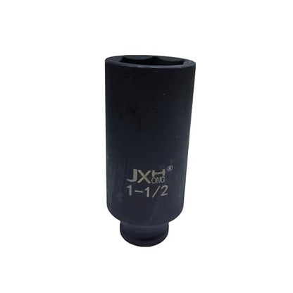 1/2" Drive 1-1/2" Impact Socket, Extra Deep, 6-Point, 4.7" Long, Heat Treated Cr-V Alloy Steel