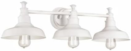 Design House 579656 Kimball Industrial Farmhouse 3-Light Indoor Bathroom Vanity Light with Metal Shades for Over the Mirror, Antique White