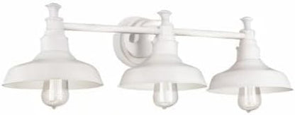 Design House 579656 Kimball Industrial Farmhouse 3-Light Indoor Bathroom Vanity Light with Metal Shades for Over the Mirror, Antique White