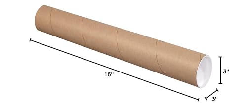Aviditi BOX USA BOX USA Mailing Tubes, 3" W x 16" H, 24-Pack - Round Corrugated Tubes for Mailing and Storage of Blueprints, Artwork, Crafts, Posters, Long Art Holder