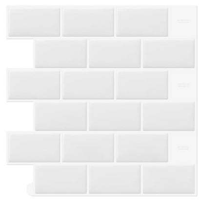 DEWOO 20-Sheet White Peel and Stick Subway Tile Backsplash Self Adhesive Brick Stickers for Kitchen Bathroom Wall (12"¡¿12")
