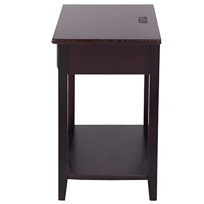 Casual Home Owl Night Stand with USB Port Charging Station and Drawer, 17.5" W x 14.25" D x 24.5" H, Natural Gray