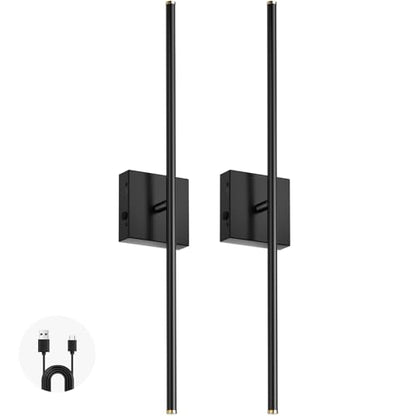 Battery Operated Wall Sconces Set of 2, Rechargeable Wall Lights Wireless Sconces with Touch and Remote, 2500K-6500K Dimmable Wall Lights for Bedroom, Night Light, 350¡ÆRotation,28 Inch (2 Pack)