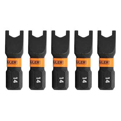 Spanner #14 Impact Driver Bit - Railer Snake Eye #14 S2 Steel 1 Inch Spanner Insert Bits (5 Pack)