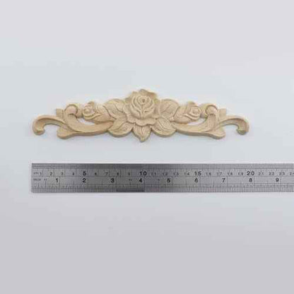T Tulead Wood Carving Decal Rose Wood Appliques Furniture Cabinet Decoration Onlay Applique 7.87"x2",Pack of 3