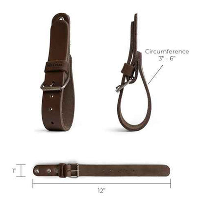 Leather Wall Hanging Straps, Set of 2, Buckle Closure for Axes, Hatchets & Tools, Heavy Duty Tool Hangers, Garage Storage Organization, Axe Mount Holders, Organizer Hooks