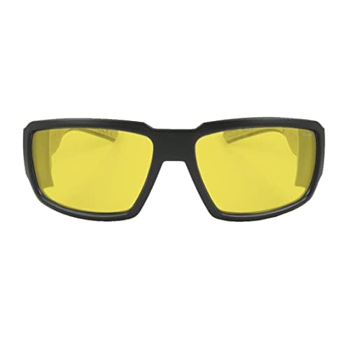 BOMBER Safety Glasses with Yellow Lens for Men Women, z87 Safety Compliant, Matte Black Frame with Non-Slip Gray Foam Lining, Safety Glasses for Outdoor,Shooting Glasses, Safety Glasses