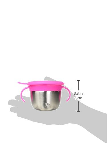Munchkin® Snack+™ Stainless Steel Snack Catcher Cup with Lid, 9 Ounce, Pink, 1 Pack