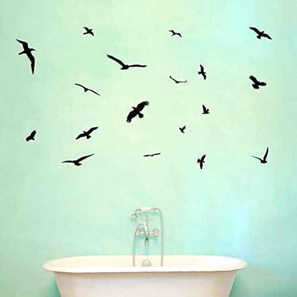VWAQ Bird Stickers Wall Decals Sticker Decorative Nature Flying Black Birds Flock Wall D?cor Nursery Mirror Peel and Stick Removable