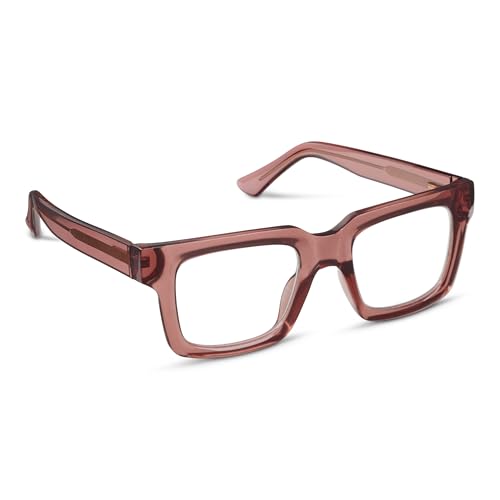 Peepers by PeeperSpecs Women's Spotlight Blue Light Blocking Reading Glasses and No Correction Eyewear Square, Rose, 1.25
