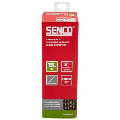 SENCO DA21EGBR 2" 15 Gauge Angled Finish Nails, Stainless Steel Finish 1,000 Count Pack