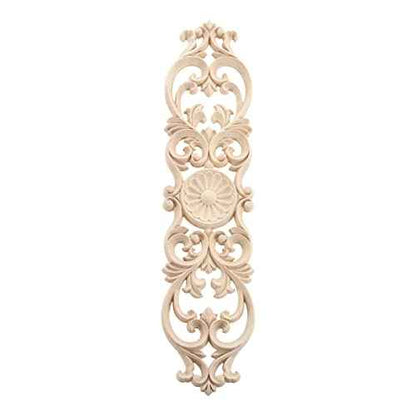 MUXSAM Wood Onlays Appliques, Long Wooden Carved Overlays Furniture Center Carvings Decals for Cabinet Closet Door Wall Dresser DIY Crafts Project(1-Pack, 40x9cm/15.8"x3.6")