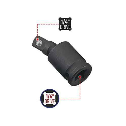 1/4" Universal Joint Swivel Socket Adapter, Black Impact Socket Extension, CR-V Steel, 2PCS